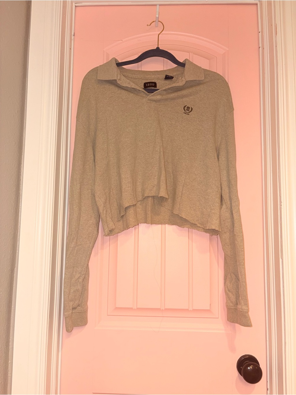IZOD Cropped Long Sleeve Polo Shirt